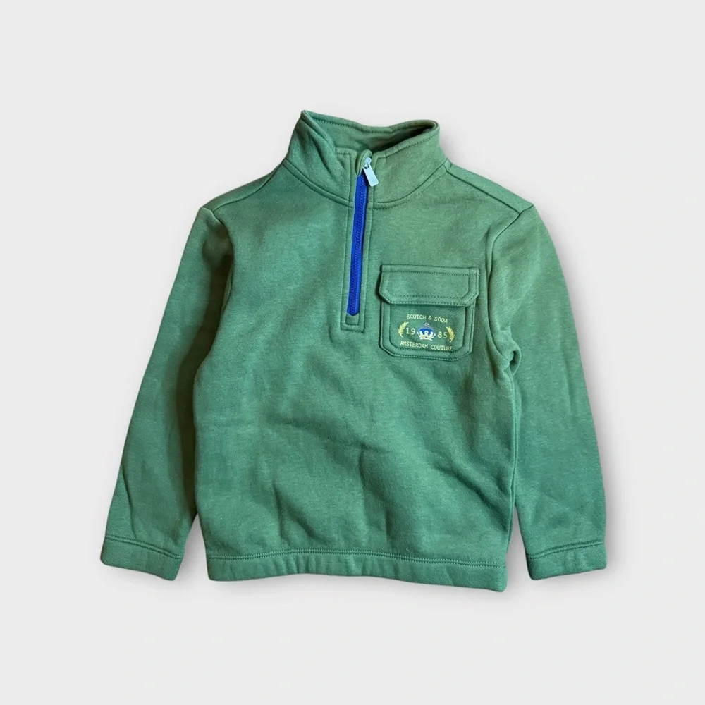 Scotch & Soda 1/4 Zip Green Fleece Pullover & Jogger Sweatpants Matching Set